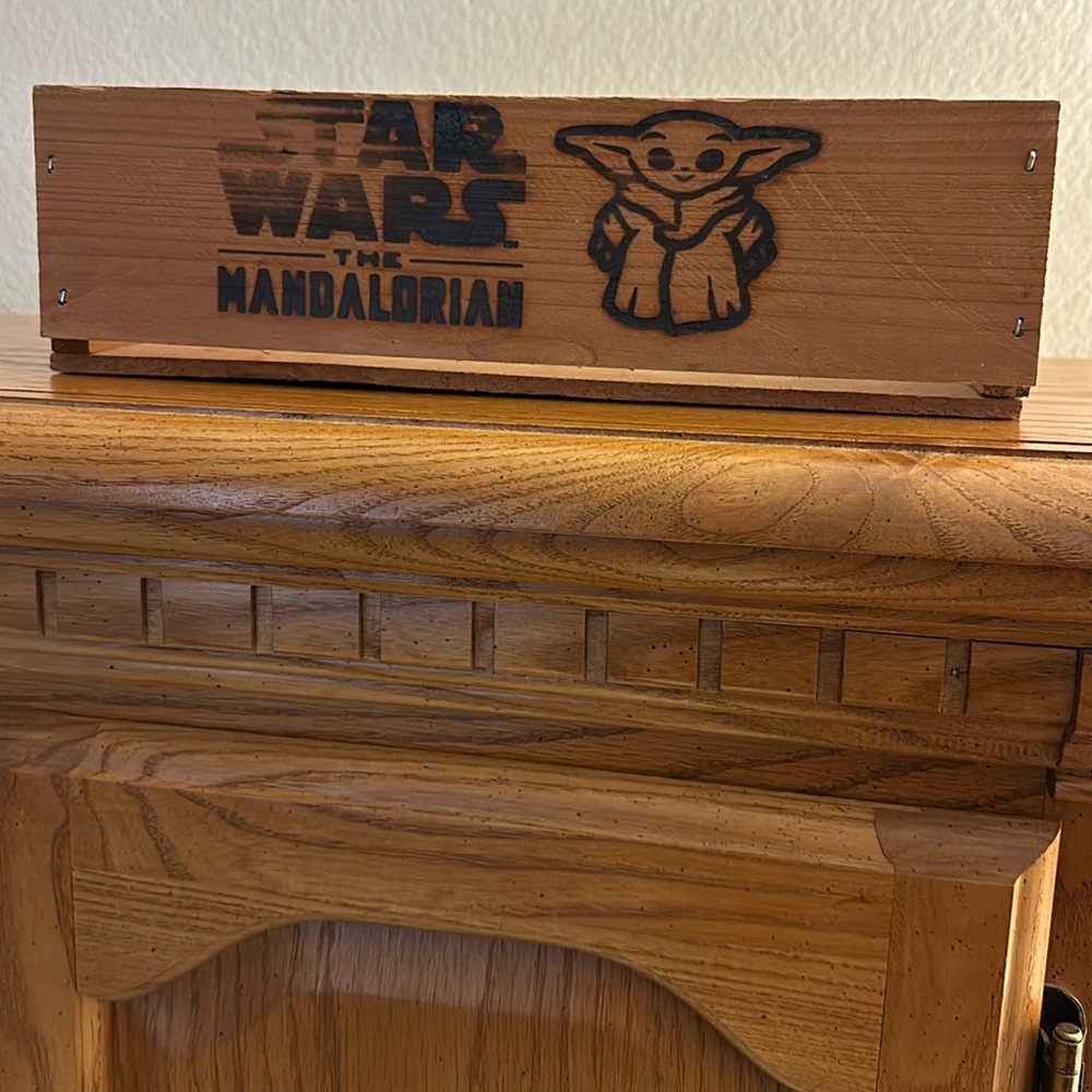 Baby Yoda wooden crate. Limited edition. 11.5 X 7.25.